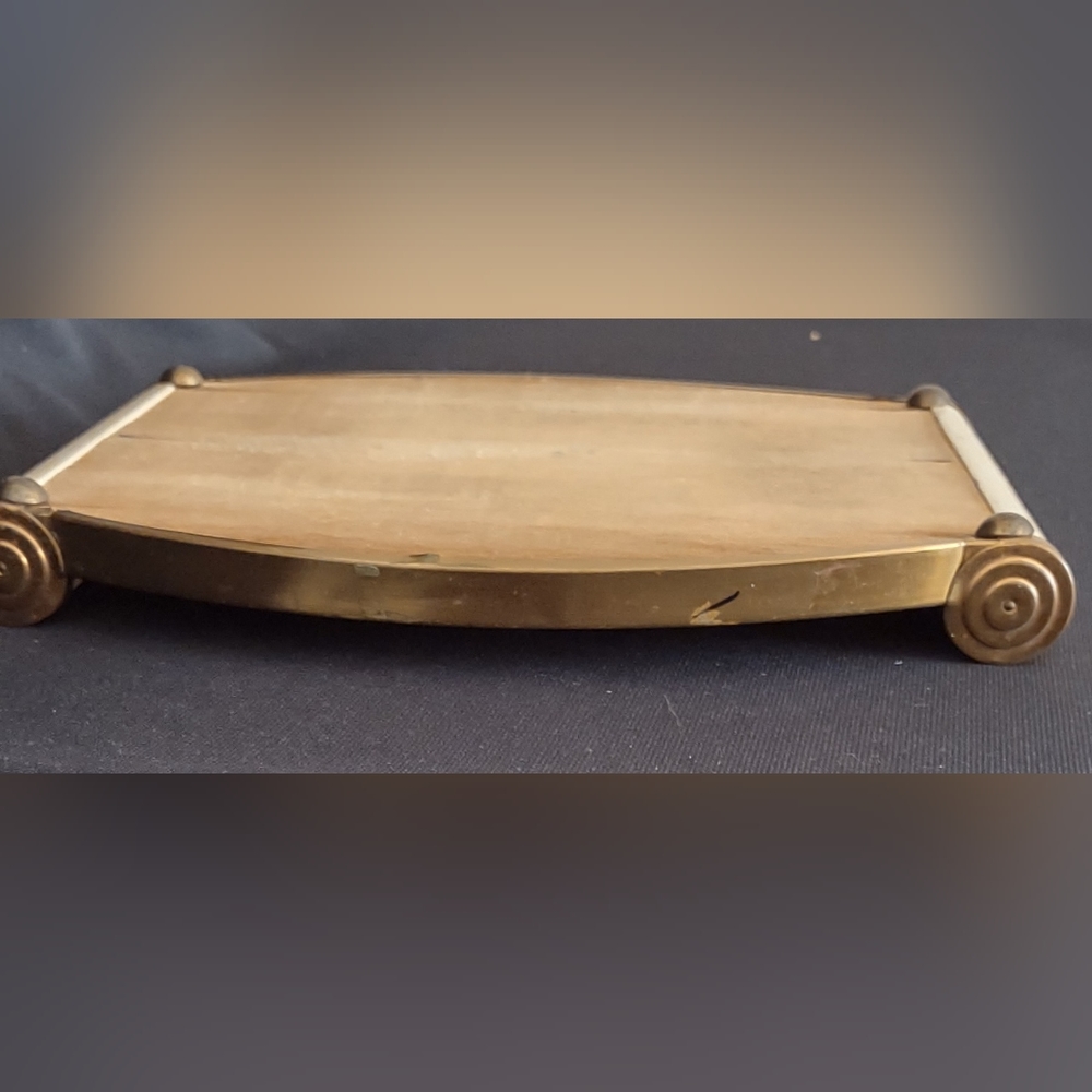 Art Deco 1930s Mirrored Brass and Lacquered Wood Tray - Picture 8 of 11
